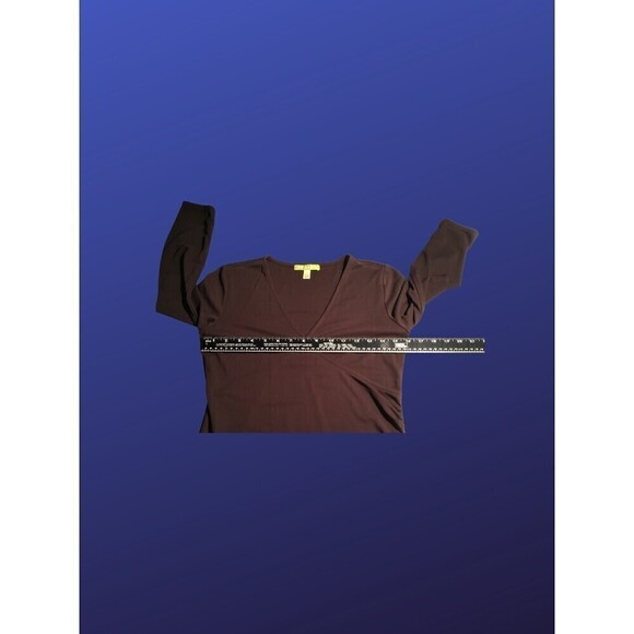 𝅺sigrid OLSEN Surplice Wrap Top, CHOCOLATE BROWN, Women’s Size X-Small, NWOT - Picture 4 of 8